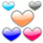 Selección de corazones brillantes de color vector