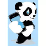 Панда с мобильного телефона векторное изображение