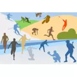Sports disciplines silhouettes collage vector clip art