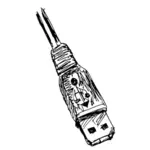 Vector images clipart de la main et tiré connecteur USB