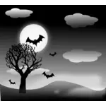 Ciemny grafika wektorowa krajobraz Halloween