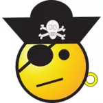 Vector clip art of pirate smiley with a hat