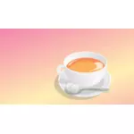 Grafica vettoriale fotorealistica di tè che serve su sfondo arancione
