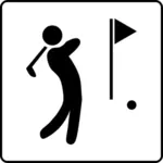 Ilustraţie vectorială a golf facilităţi disponibile semn