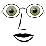 Vector graphics of female face with glasses