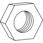 Hexagonal nut for bolts technical vector drawing