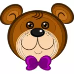 Vector illustration of teddy bear with purple bow
