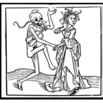 Vector image of humanoid monster proposing to a lady