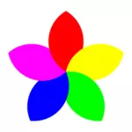 בתמונה וקטורית פרח 5 עלי כותרת צבעוניים