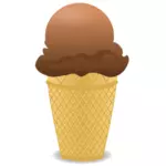 Imagine vectorială de îngheţată de ciocolată într-un con de jumătate