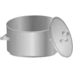 Boiling pan with lid on side vector image