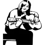 Vektorgrafikk utklipp av jente med gitar