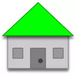 Ilustración vectorial de casa con techo verde