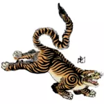 Тигр с текстом на японском языке