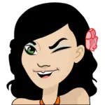 Vector image of cartoon girl winking