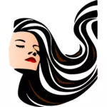 Ilustración vectorial de hermosa mujer con pelo largo ondulado