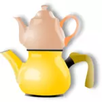 Vector illustration of shiny double tea pot