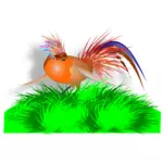 Векторный рисунок из красочных птиц на траве