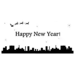 New Year black and white postcard vector image