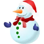 Image clipart vectoriel d'heureux bonhomme de neige coloré avec écharpe