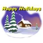 Happy Holidays vinter idyll kort vektorgrafik