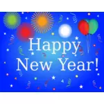 Hyvää uutta vuotta -banneri ilmapallojen vektorikuvalla