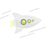 Vector graphics of flying rocket with green windows