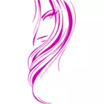 Vector tekening van roze afbeelding van een vrouw