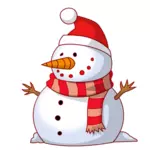 Imagem vetorial de boneco de neve com cachecol vermelho