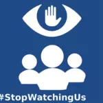 Vector image of stop watching us sign
