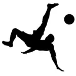 Man spelen voetbal silhouet vector afbeelding