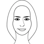 Ansikte av en kvinnlig person med långt hår vektor ClipArt