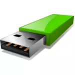 向量剪贴画的便携式绿色 USB 闪存驱动器