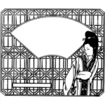 Wanita Cina bingkai vektor ilustrasi