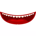 Vektorritning av tecknad stil röda mun med vita tänder