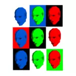Yksinkertaiset kasvot eri väreissä vektorikuva