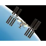 Estação de espaço internacional com ilustração vetorial de terra