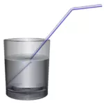 Glass of water with straw vector image