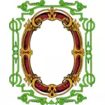 Vector clip art of red and green ornate frame