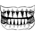 Gritted teeth black and white vector illustration