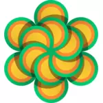 Vektoripiirros monivärisistä ympyröistä tehdystä kukasta