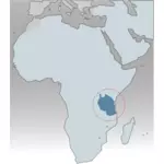 Tansania ympyröity Afrikan vektorikuvan kartalle
