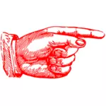 Pekende hånd i rødt