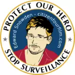 Beskytte våre helten etiketten mot NSA vector illustrasjon