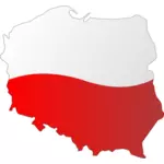 Mapa polski z flaga nad nim grafika wektorowa