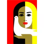 Woman and dove abstract vector illustration