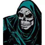 Clipart vectorial de muerte esqueleto con cubierta verde de la cabeza