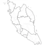 Mapa em branco da Malásia peninsular