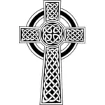 Clip-art vector de preto e branco cruz celta