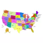 Yhdysvallat kartta pääkaupungeilla
